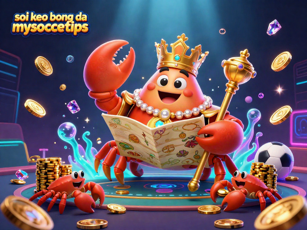 Engage in sports betting excitement with soi keo bong da mysoccertips, featuring a golden crab emperor and treasures.