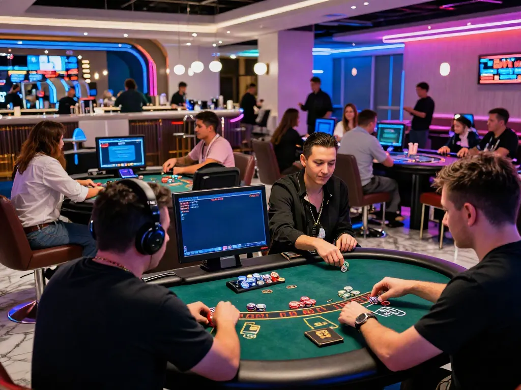 Best Crypto Casino in Canada 2026 vibrant gaming scene with diverse players enjoying poker and cryptocurrency.